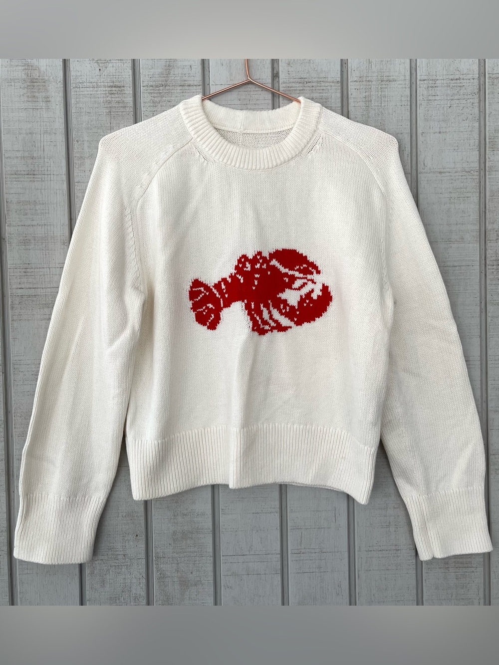 Abercrombie & Fitch White Lobster Knit Sweater Women’s XS Coastal Preppy
